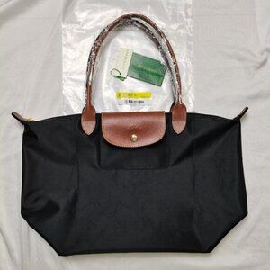 Black Longchamp Handle Bag Le Pliage Nylon Tote Shoulder Bag